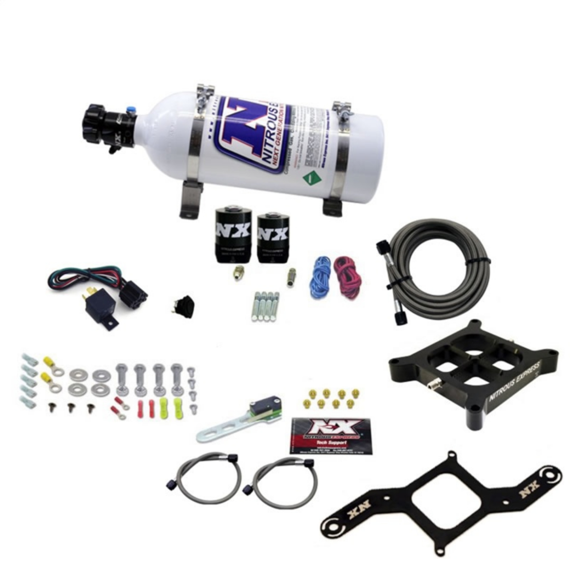 Picture of Nitrous Express 4150 Single Entry Crossbar Plate RNC Nitrous Kit 250-750HP w-5lb Bottle