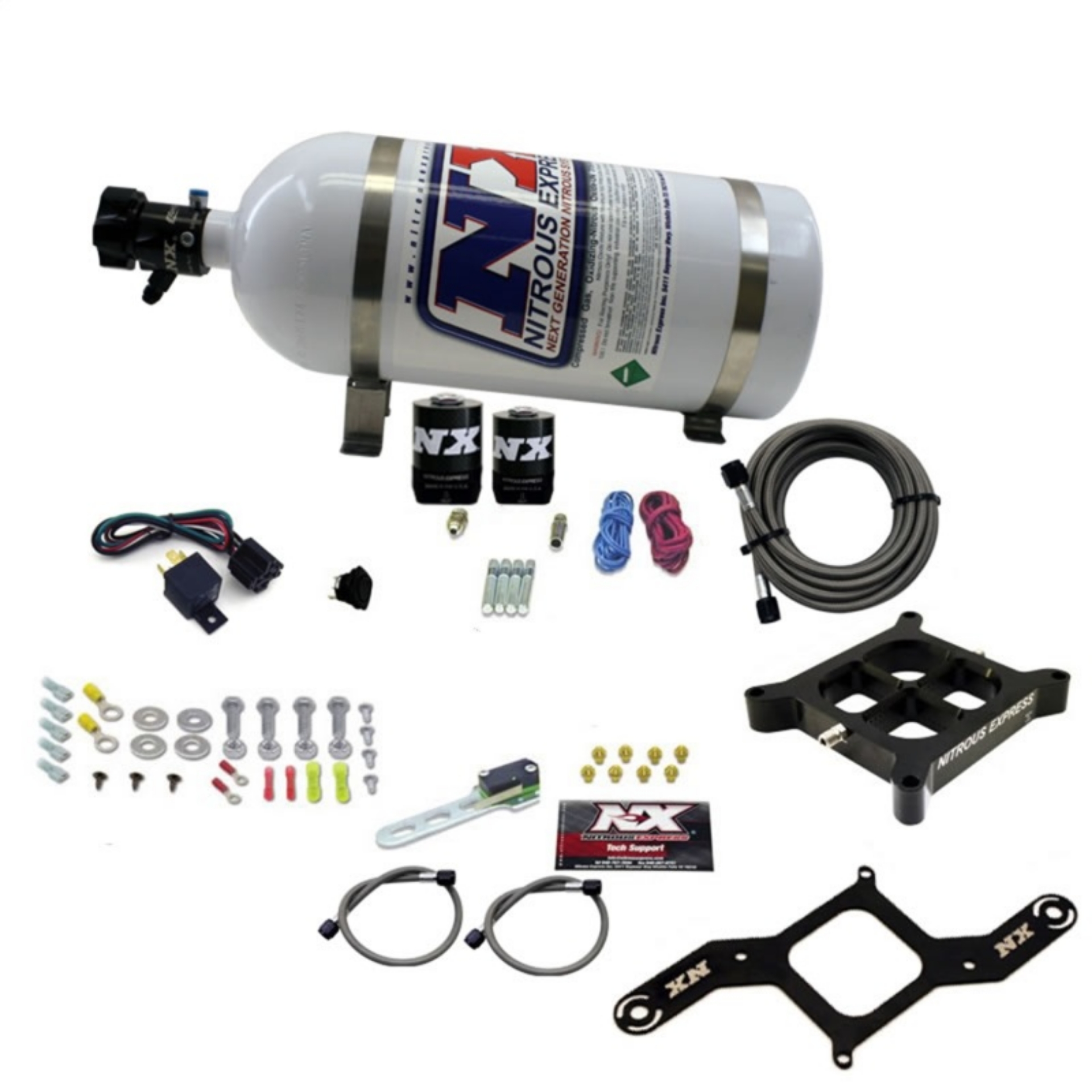 Picture of Nitrous Express 4150 Single Entry Crossbar Plate RNC Nitrous Kit 250-750HP w-10lb Bottle