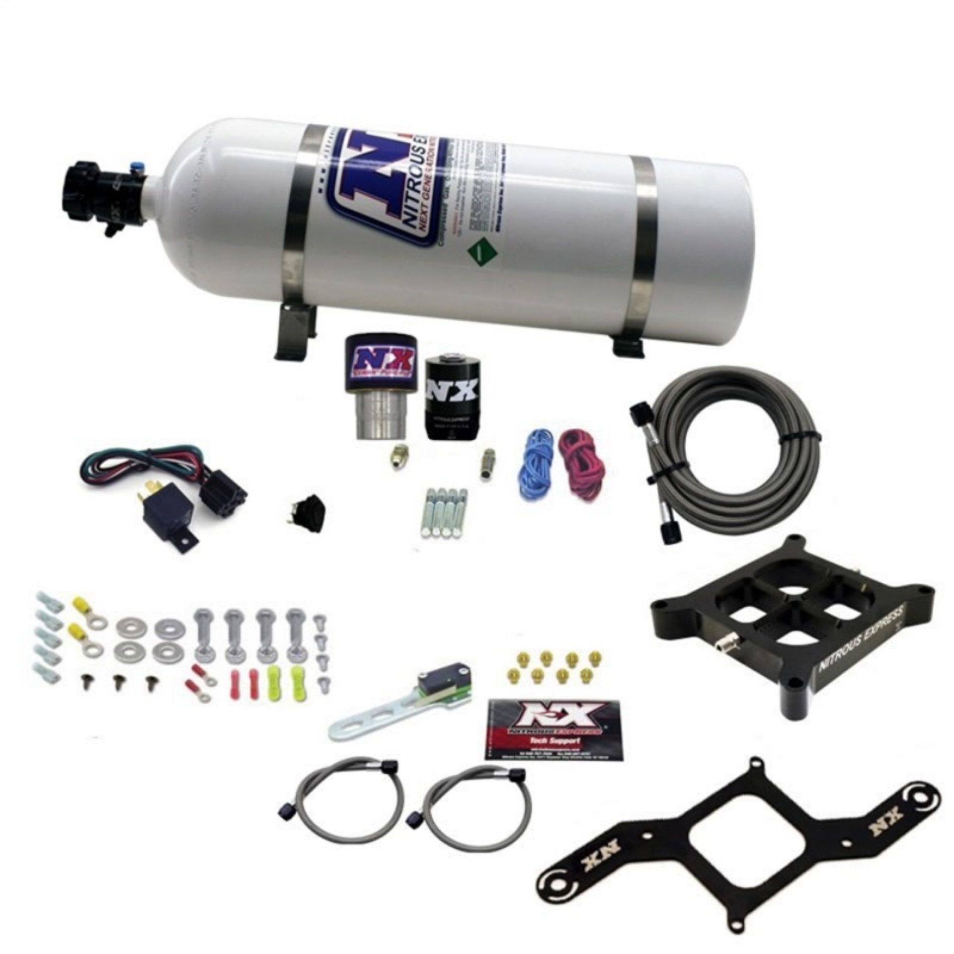 Picture of Nitrous Express Single Entry Crossbar RNC -178 4500 Flange Nitrous Kit 250-650HP w-15lb Bottle