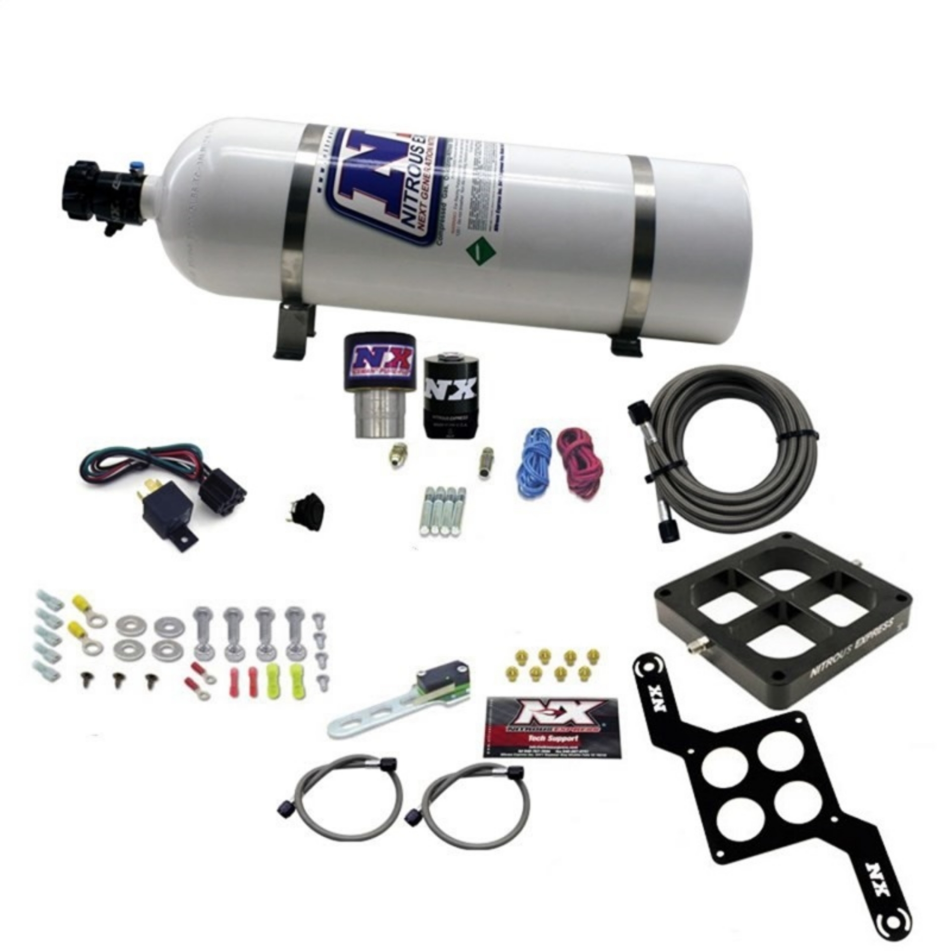 Picture of Nitrous Express Single Entry Crossbar RNC -178 4500 Flange Nitrous Kit 250-650HP w-15lb Bottle