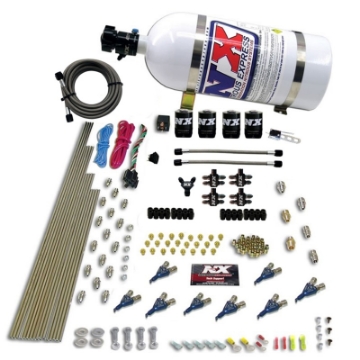 Picture of Nitrous Express 8 Cyl Piranha Direct Port 4 Solenoids Nitrous Kit 200-500HP w-10lb Bottle