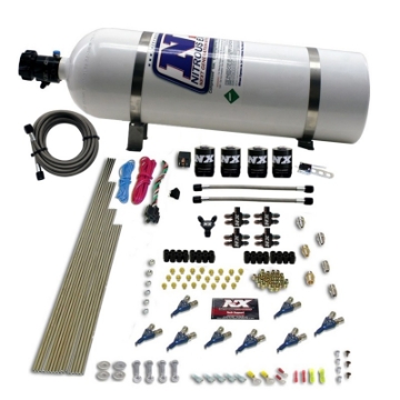 Picture of Nitrous Express 8 Cyl Piranha Direct Port 4 Solenoids Nitrous Kit 200-500HP w-15lb Bottle