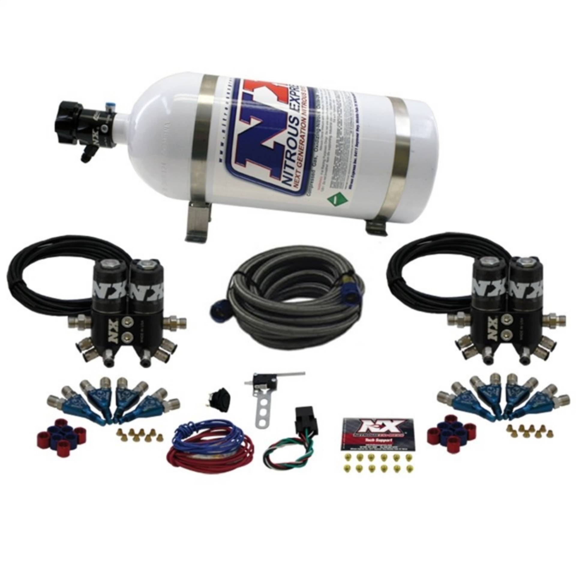Picture of Nitrous Express Street Shark Gas 4 Solenoids Nitrous Kit 100-150-250HP w-10lb Bottle