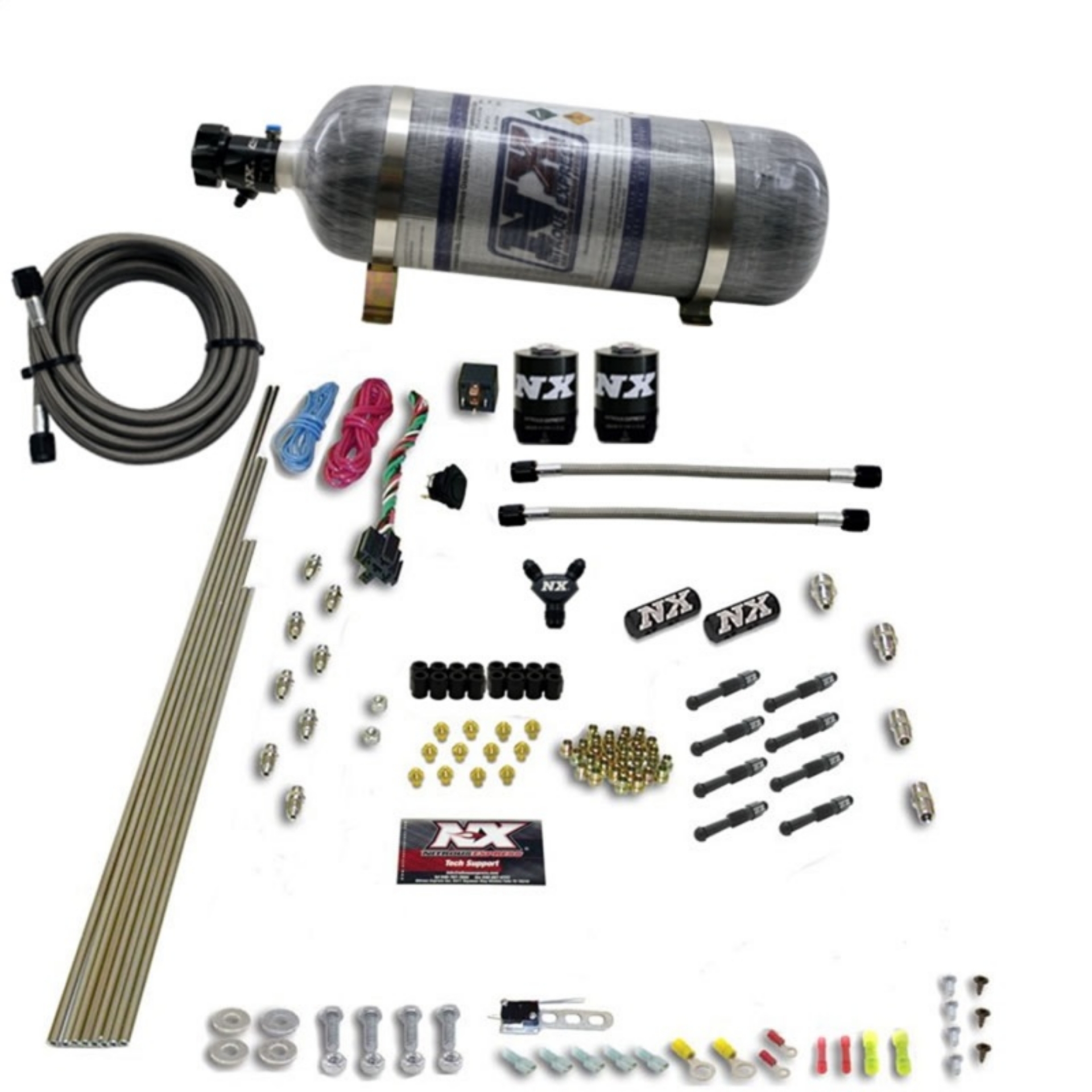 Picture of Nitrous Express 8 Cyl Dry Direct Port 2 Solenoids Nitrous Kit 200-600HP w-Composite Bottle