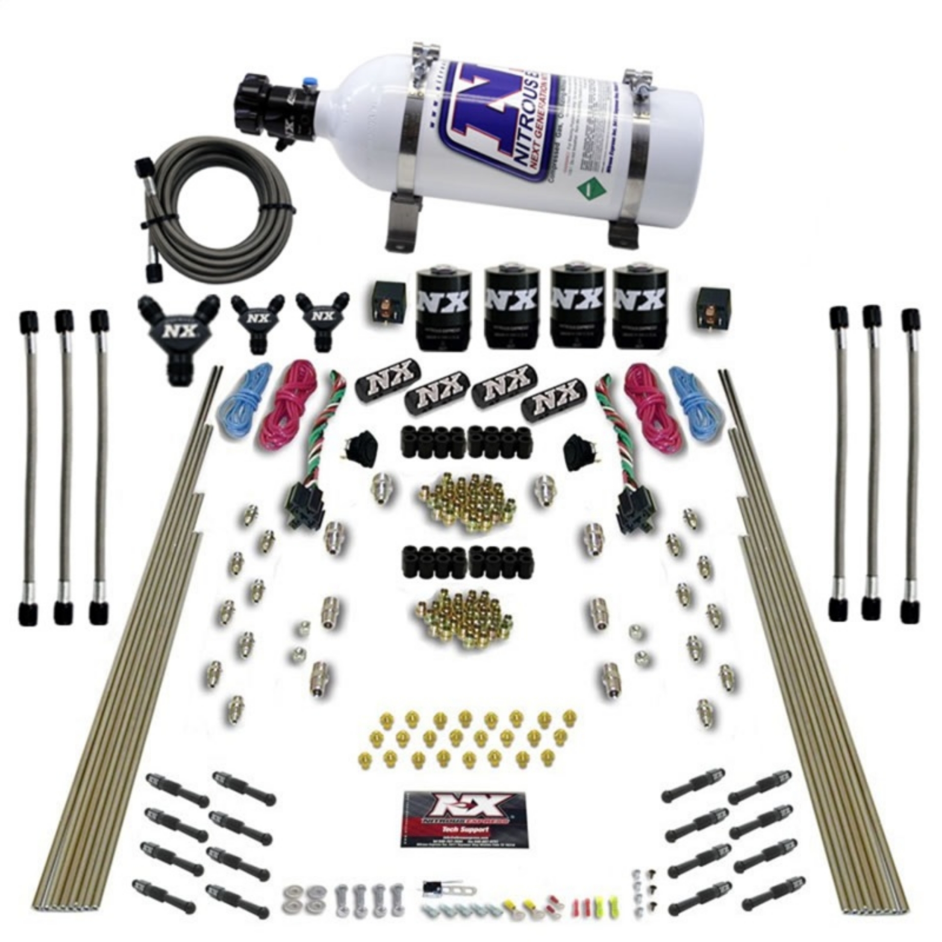 Picture of Nitrous Express 8 Cyl Dry Direct Port Dual Stage 4 Solenoids Nitrous Kit 200-600HP w-5lb Bottle