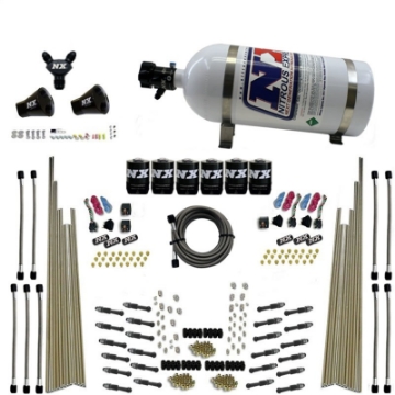 Picture of Nitrous Express 8 Cyl Dry Direct Port Three Stage 6 Solenoids Nitrous Kit 200-600HP w-10lb Bottle