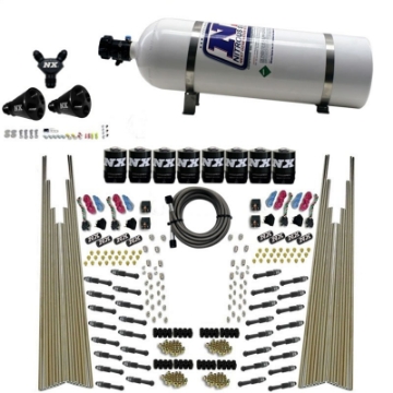 Picture of Nitrous Express 8 Cyl Dry Direct Port Four Stage 8 Solenoids Nitrous Kit 200-600HP w-15lb Bottle