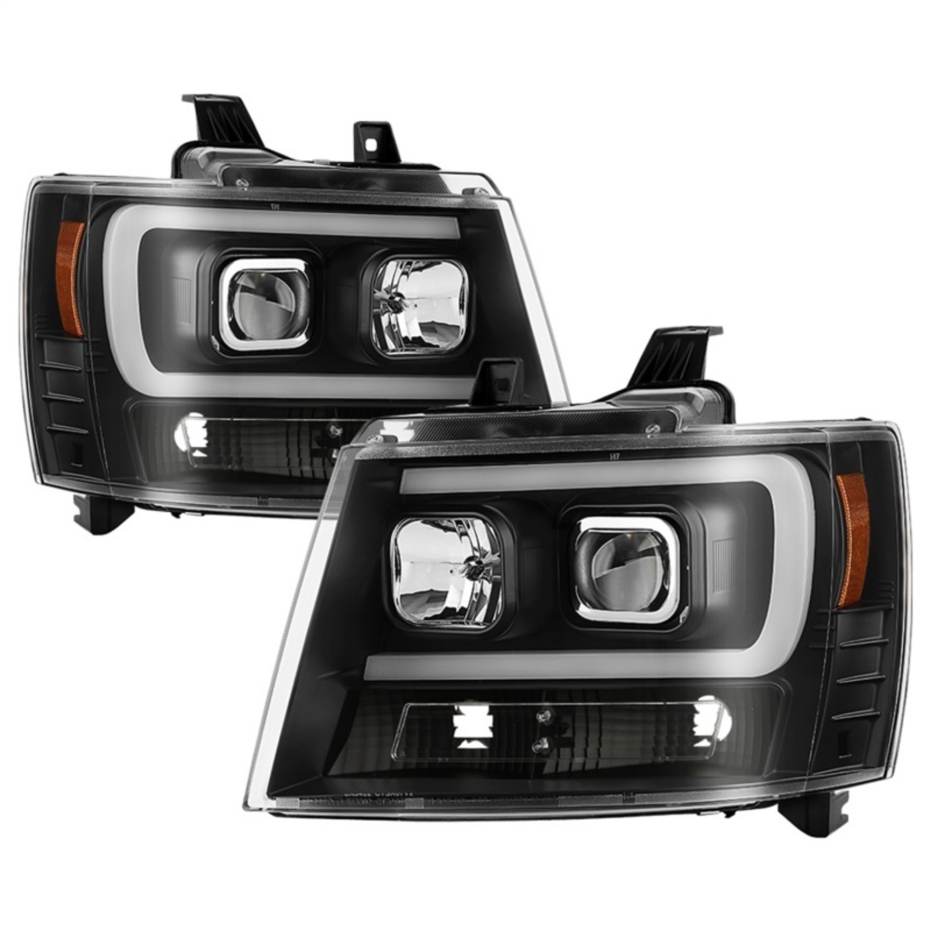 Picture of Spyder 07-14 Chevy Suburban-1500-2500-Tahoe V2 Projector Headlights All Blk PRO-YD-CSUB07V2-DRL-BKV2