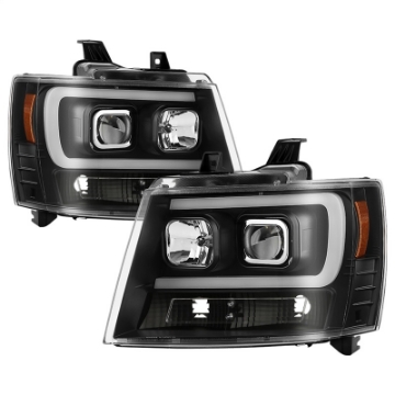 Picture of Spyder 07-14 Chevy Suburban-1500-2500-Tahoe V2 Projector Headlights All Blk PRO-YD-CSUB07V2-DRL-BKV2