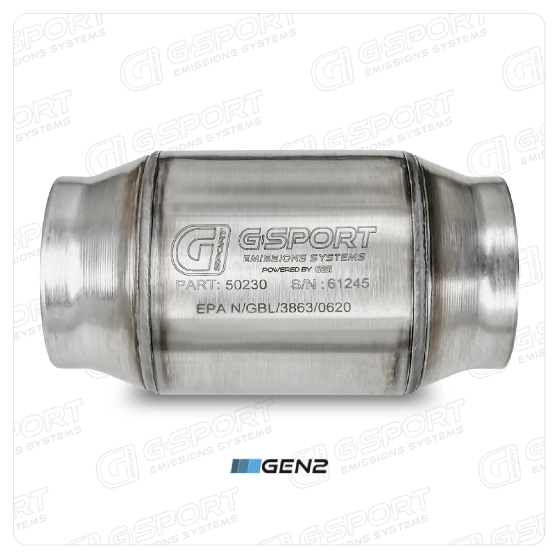Picture of GESI G-Sport 400 CPSI GEN 2 EPA Compliant 3-0in Inlet-Outlet Catalytic Converter-4in x 4in-350-500HP