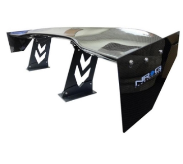 Picture of NRG Carbon Fiber Spoiler - Universal 59in- w- NRG Arrow Cut Out Stands and Large End Plates