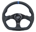 Picture of NRG Reinforced Steering Wheel 320mm Sport Leather Flat Bottom w- Blue Center- Blue Stitching