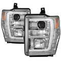 Picture of Spyder 08-10 Ford F-250 Ver 2 Proj Headlight - Switch Back Light Bar - Chrome - PRO-YD-FS08V2-SBLB-C