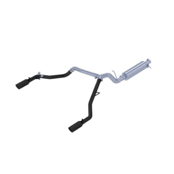 Picture of MBRP 19-20 Ford Ranger 2-3L 3in Dual Split Rear Outlet 4in OD Tips Black Coated Cat Back Exhaust