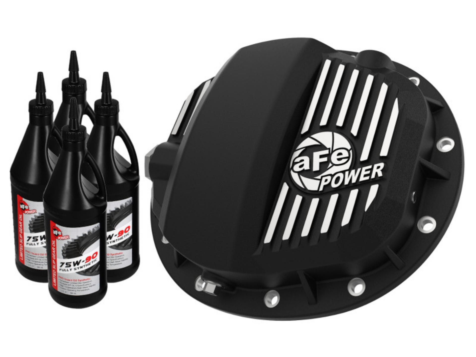 Picture of aFe Pro Series GMCH 9-5 Rear Diff Cover Black w-Mach Fins & Gear Oil 19-20 GM Silverado-Sierra 1500