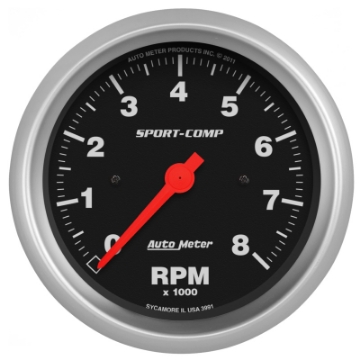 Picture of Autometer Sport-Comp 3-3-8 inch 8000 RPM Electronic In Dash Tach