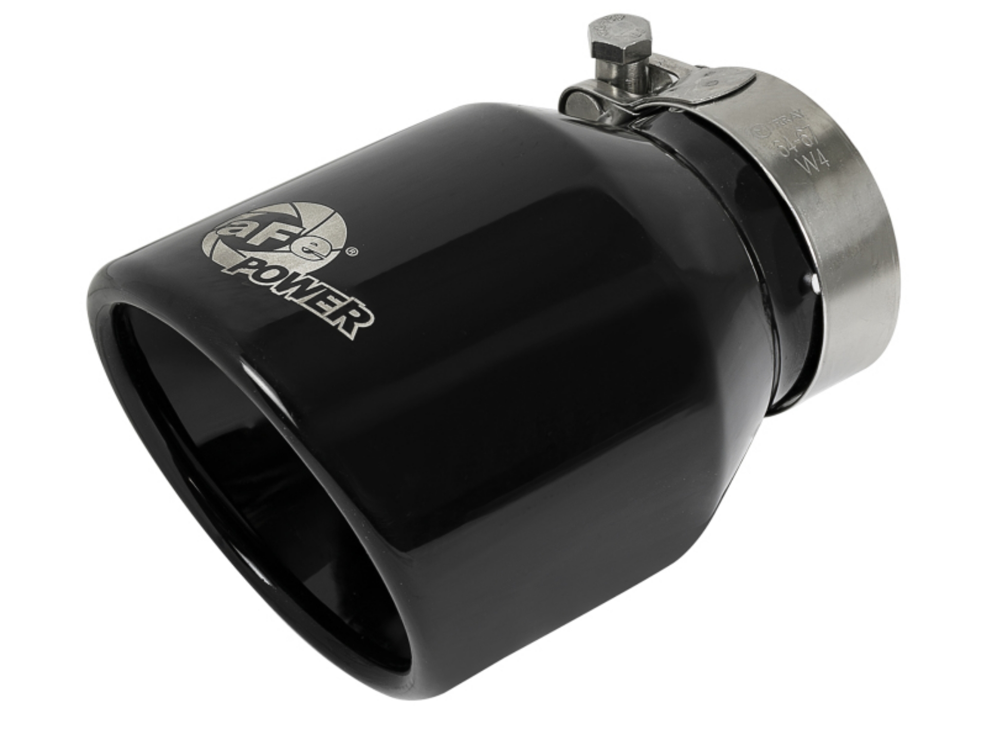 Picture of aFe MACH Force-Xp 409 SS Clamp-On Exhaust Tip 2-5in- Inlet - 4in- Outlet - 6in- L - Black
