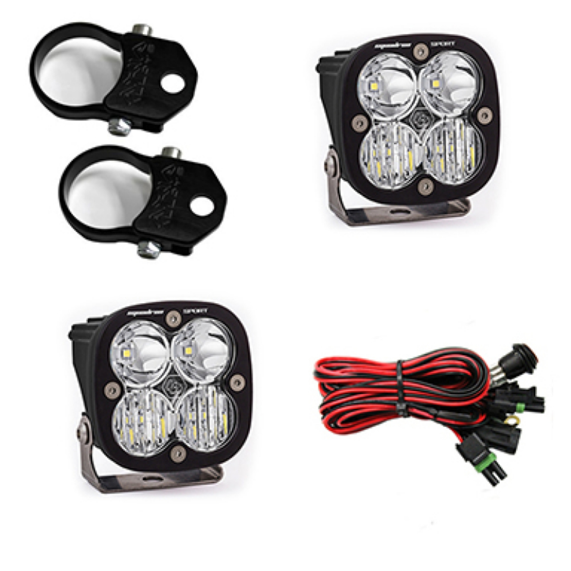 Picture of Baja Designs Squadron Sport Polaris A-Pillar LED Light Pods w- 1-75in Harness-Mounts Kit