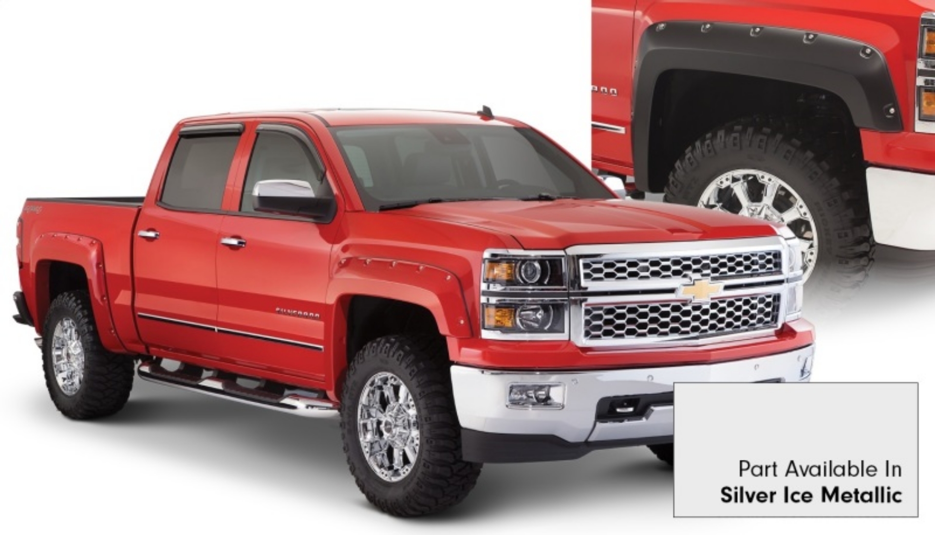 Picture of Bushwacker 20-21 Chevrolet Silverado 1500 Pocket Style Flares 4pc - Silver Ice Metallic