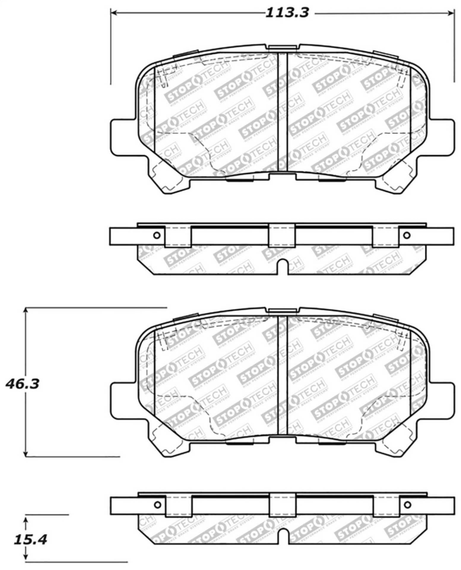 Picture of StopTech 12-18 Honda Pilot Street Select Rear Brake Pads
