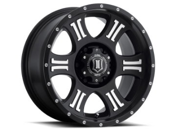 Picture of ICON Shield 17x8-5 5x5 0mm Offset 4-75in BS 71-5mm Bore Satin Black-Machined Wheel