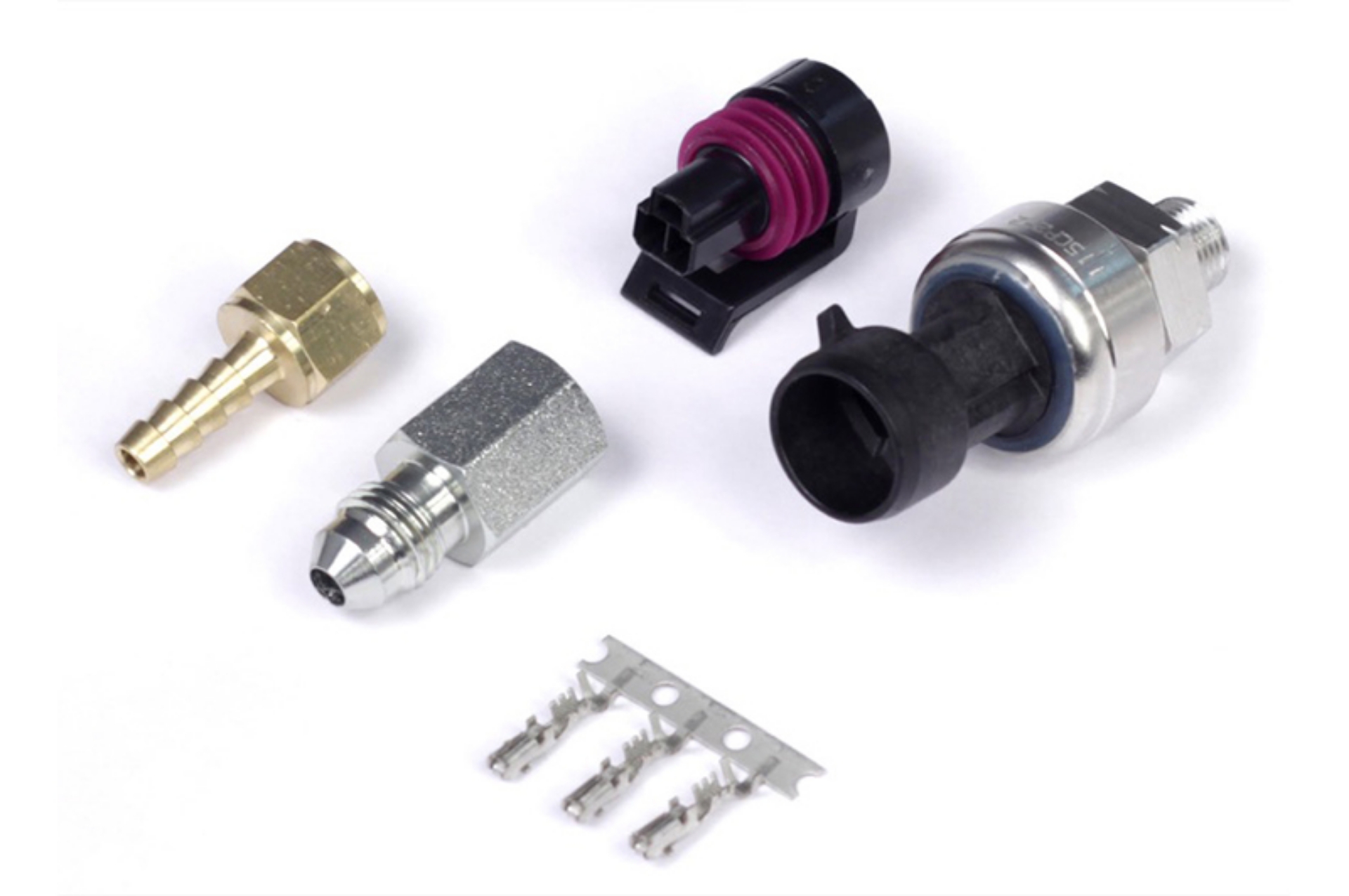 Picture of Haltech 7 Bar TI MAP Sensor 1-8 NPT w-Plug & Pins--4 AN & 5mm Hosetail Adaptors