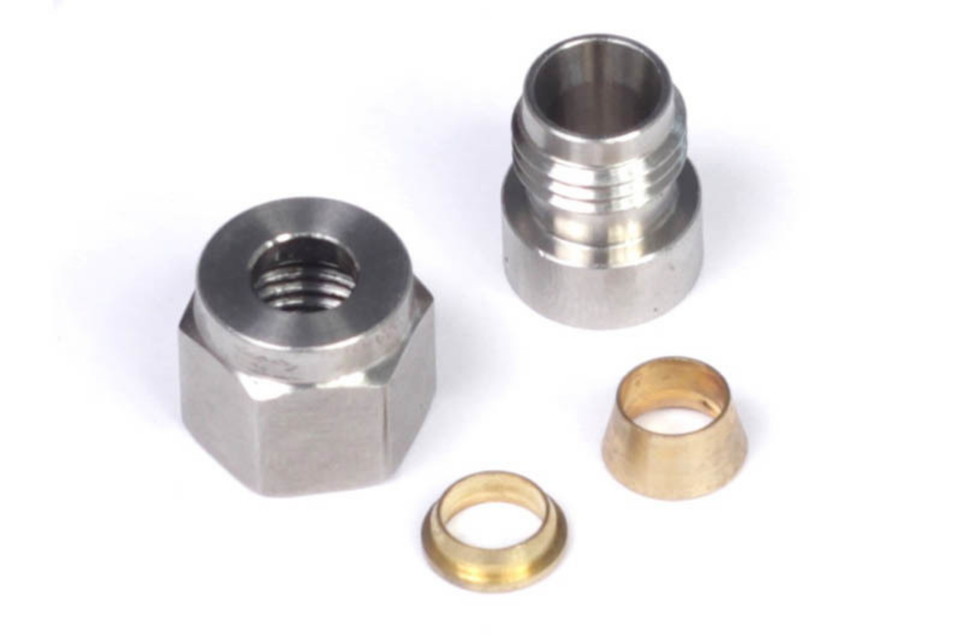 Picture of Haltech 1-4in Stainless Steel Weld-On Kit w-Nut & Ferrule