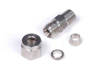 Picture of Haltech 1-4in Stainless Compression 1-8in NPT Thread Fitting Kit w-Nut & Ferrule
