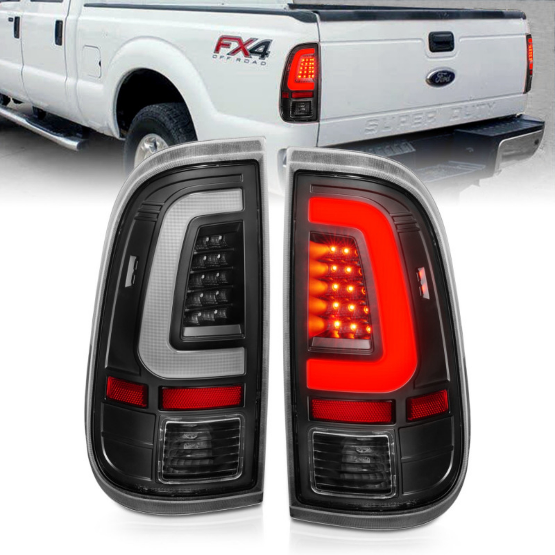 Picture of ANZO 2008-2016 Ford F-250 LED Taillights Black Housing Clear Lens Pair