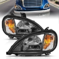Picture of ANZO 1996-2013 Freightliner Columbia LED Crystal Headlights Black Housing w- Clear Lens Pair