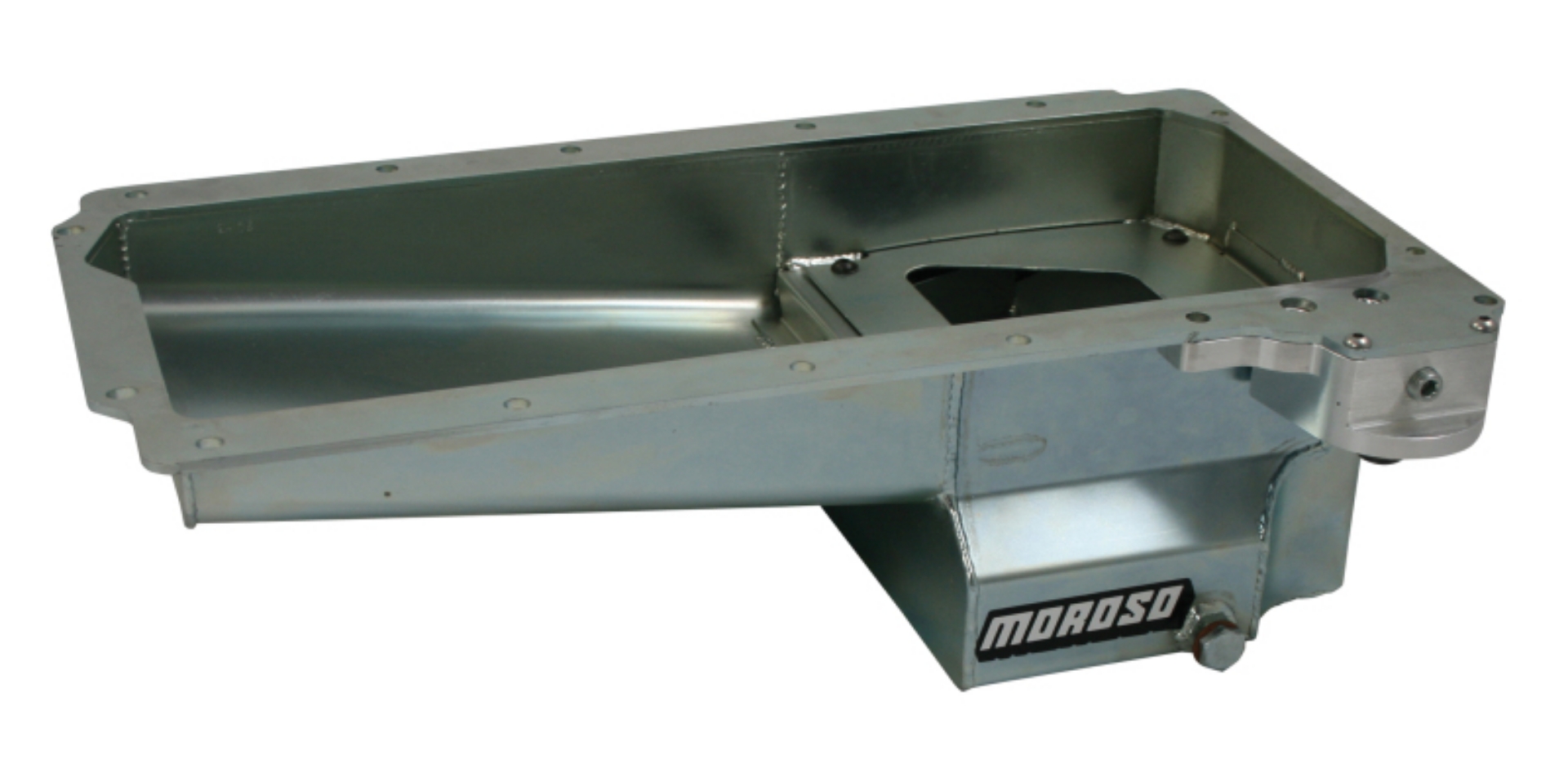 Picture of Moroso GM LS Swap w-Rear Sump-Spin-On Filter Adapter Wet Sump 7qt 6in Angled Steel Oil Pan - Black