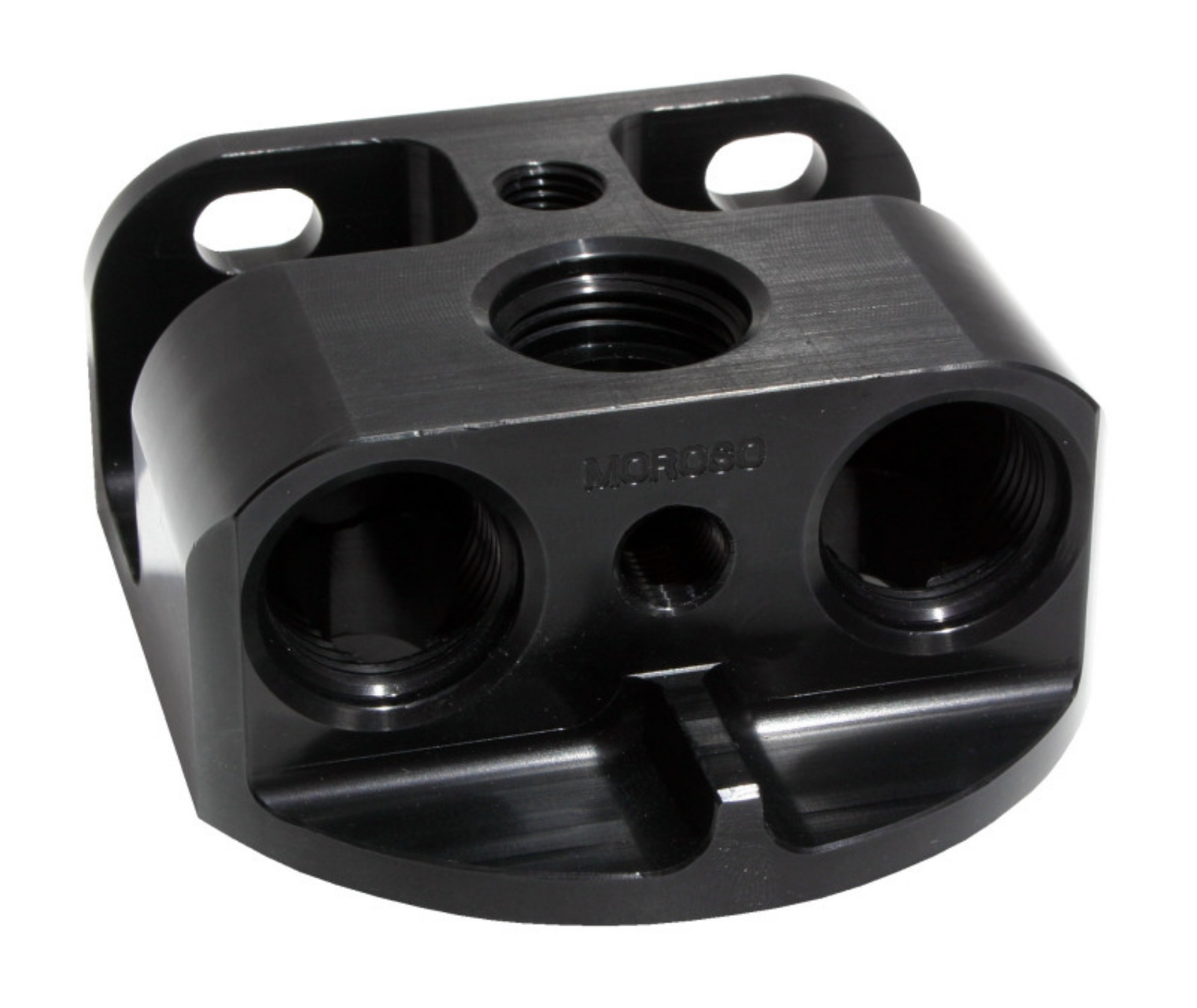 Picture of Moroso Oil Filter Adapter - Remote Mount - Front Port - 13-16in-16 & 3-4in-16 22mm Thread