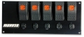 Picture of Moroso Rocker Switch Panel - Flat Surface Mount - LED - 3-3-8in x 8in - Five On-Off Switches
