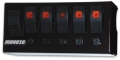 Picture of Moroso Rocker Switch Panel - Cage Mount - LED - 3-75in x 8in - Five On-Off Switches