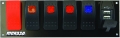 Picture of Moroso Rocker Switch Panel - Flat Surface Mount - LED w-USB - 2-488in x 7-85in -Five On-Off Switches