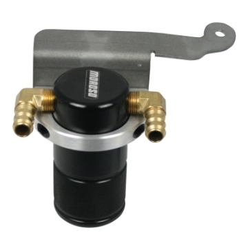 Picture of Moroso 11-14 Ford Mustang GT Air-Oil Separator Catch Can - Small Body - Billet Aluminum - Black