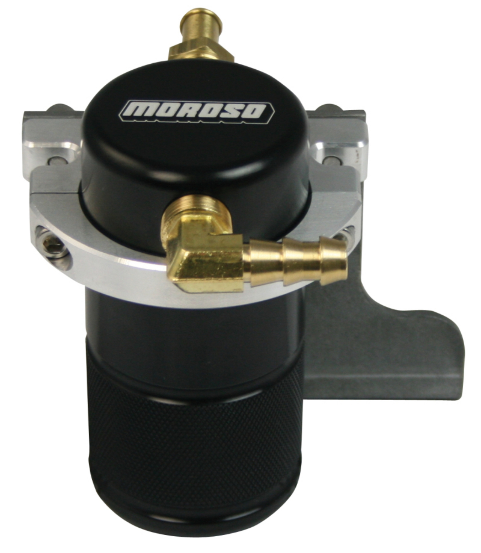 Picture of Moroso 10-15 Chevrolet Camaro SS w-Edelbrock S-C- Air-Oil Separator Catch Can - Billet Alum -Black