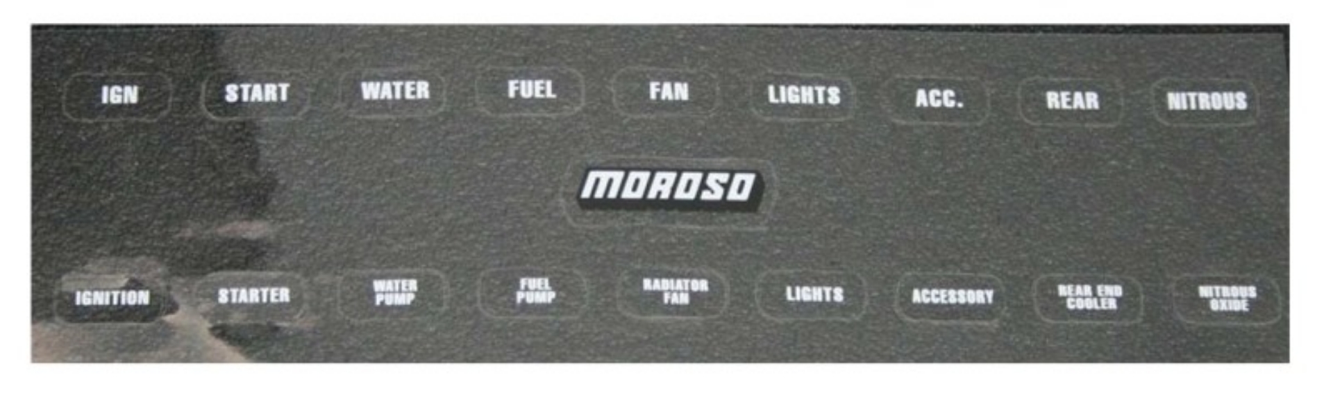 Picture of Moroso Electrical Switch Panel Label Use w-Part No 74130-74131-74132-74133-74134-74135-74136-74180