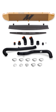 Picture of Mishimoto 2014-2016 Ford Fiesta ST 1-6L Front Mount Intercooler Gold Kit w- Pipes Black