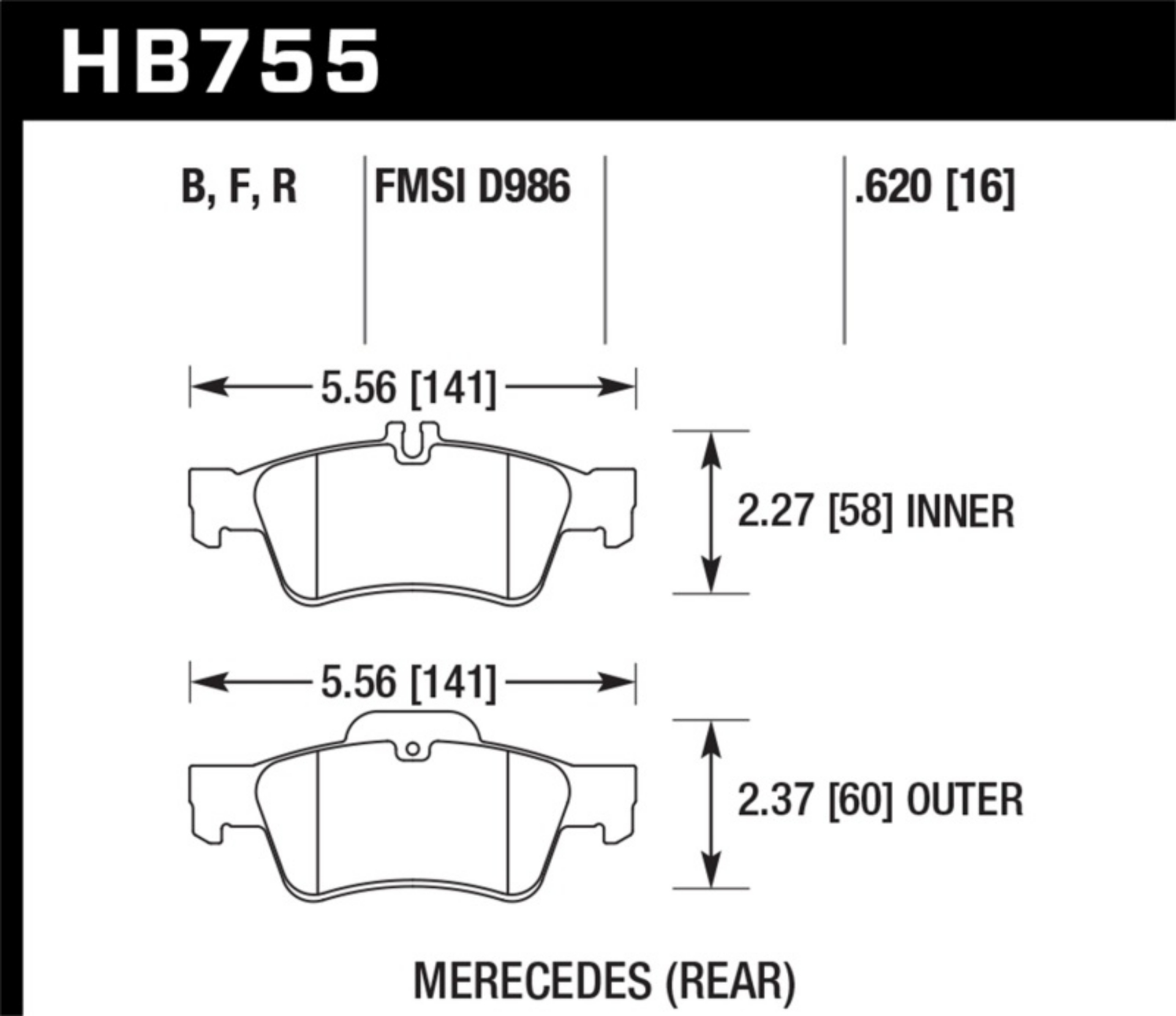 Picture of Hawk 03-06 Mercedes Benz SL500 HPS 5-0 Rear Brake Pads