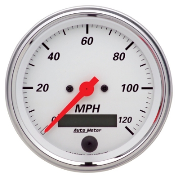 Picture of Autometer Arctic White 3 3-8in 0-120 MPH Electronic Speedometer w- LCD ODO Gauge