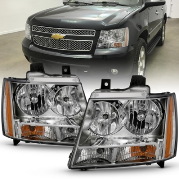 Picture of ANZO 2007-2014 Chevy Tahoe Crystal Headlight Chrome AmberOE