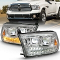 Picture of ANZO 2009-2018 Dodge Ram 1500 Led Projector Plank Style Switchback H-L Halo Chrome Amber OE Style