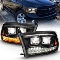 Picture of ANZO 2009-2018 Dodge Ram 1500 Led Projector Plank Style Switchback H-L Halo Black Amber OE Style