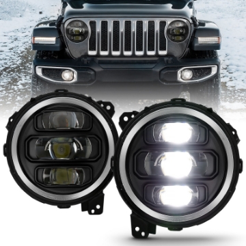 Picture of ANZO 2018-2019 Jeep Wrangler Full Led Projector Headlights Black