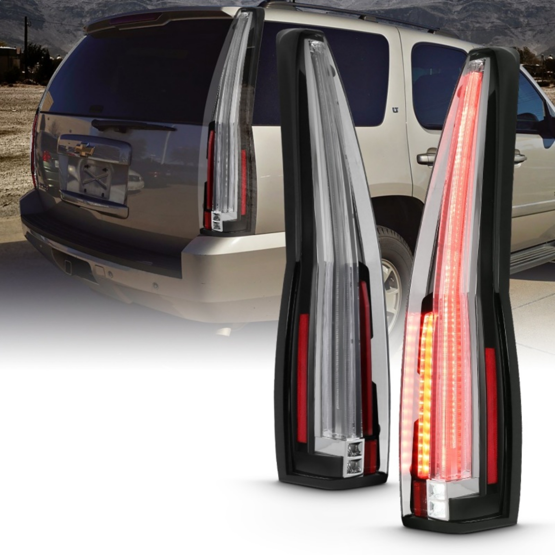 Picture of ANZO 2007-2014 Chevrolet Tahoe Led Taillights Red-Clear
