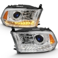 Picture of ANZO 2009-2018 Dodge Ram 1500 Projector Plank Style Switchback H-L Halo Chrome Amber OE Style