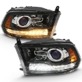 Picture of ANZO 2009-2018 Dodge Ram 1500 Projector Plank Style Switchback H-L Halo Black Amber OE Style