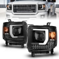 Picture of ANZO 2014-2015 GMC Sierra 1500HD Projector Plank Style Headlight Black W- DRL