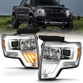 Picture of ANZO 2009-2013 Ford F-150 Projector Light Bar G4 Switchback Headlights Chrome Amber